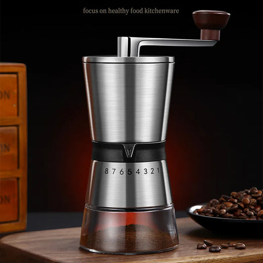 Home Portable Manual Coffee Grinder hand Coffee Mill with Ceramic Burrs 8 Adjustable Settings portable Hand Crank Tools