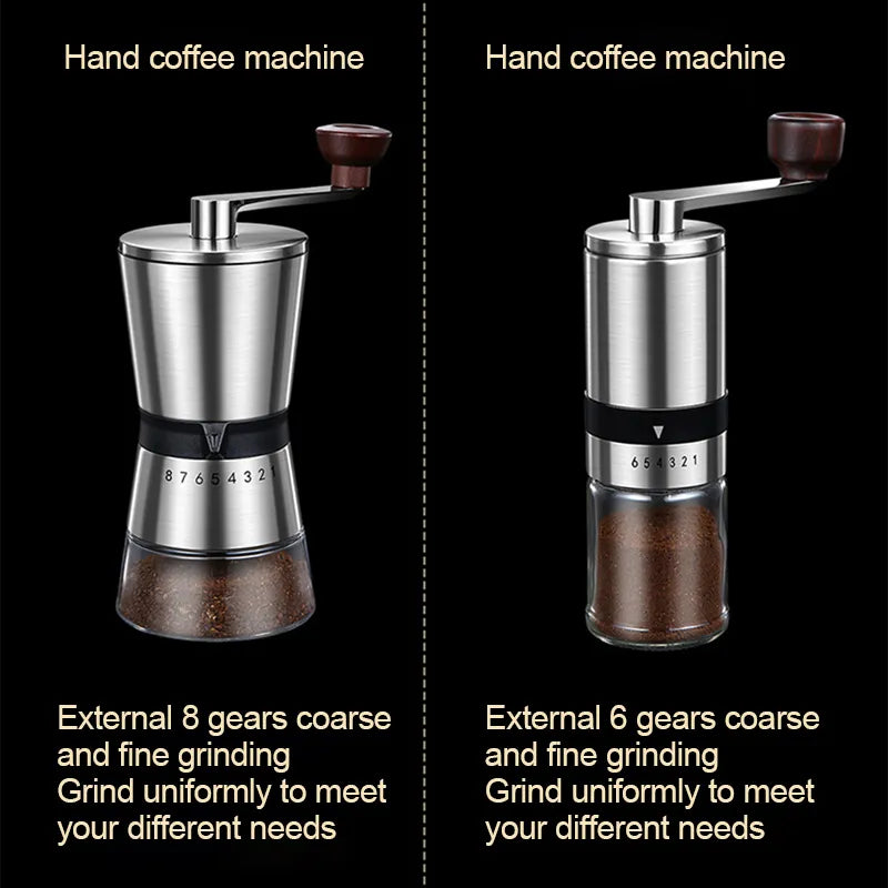 Home Portable Manual Coffee Grinder hand Coffee Mill with Ceramic Burrs 8 Adjustable Settings portable Hand Crank Tools