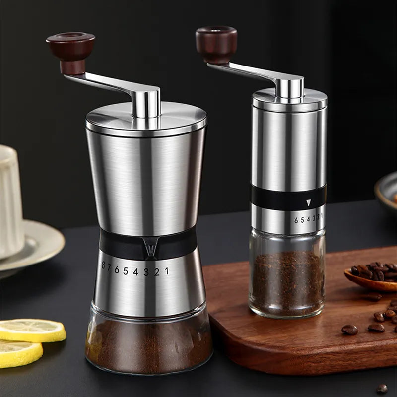 Home Portable Manual Coffee Grinder hand Coffee Mill with Ceramic Burrs 8 Adjustable Settings portable Hand Crank Tools