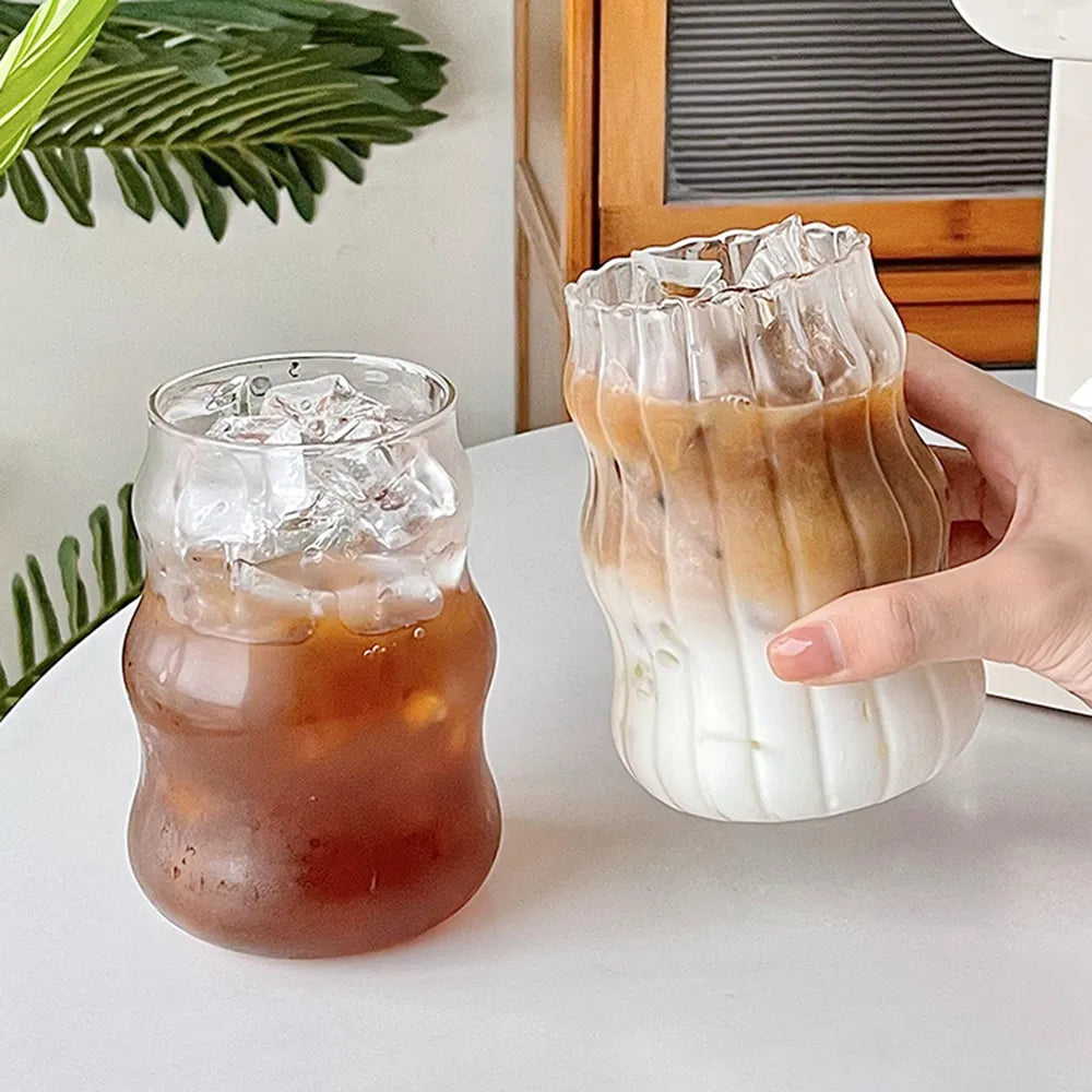 650ml Glass Cold Coffee Cup Retro Mug Transparent Water Tea Drinkware Milk Juice Mugs Cup Tumblers Wine Glasses Cocktail Whisky